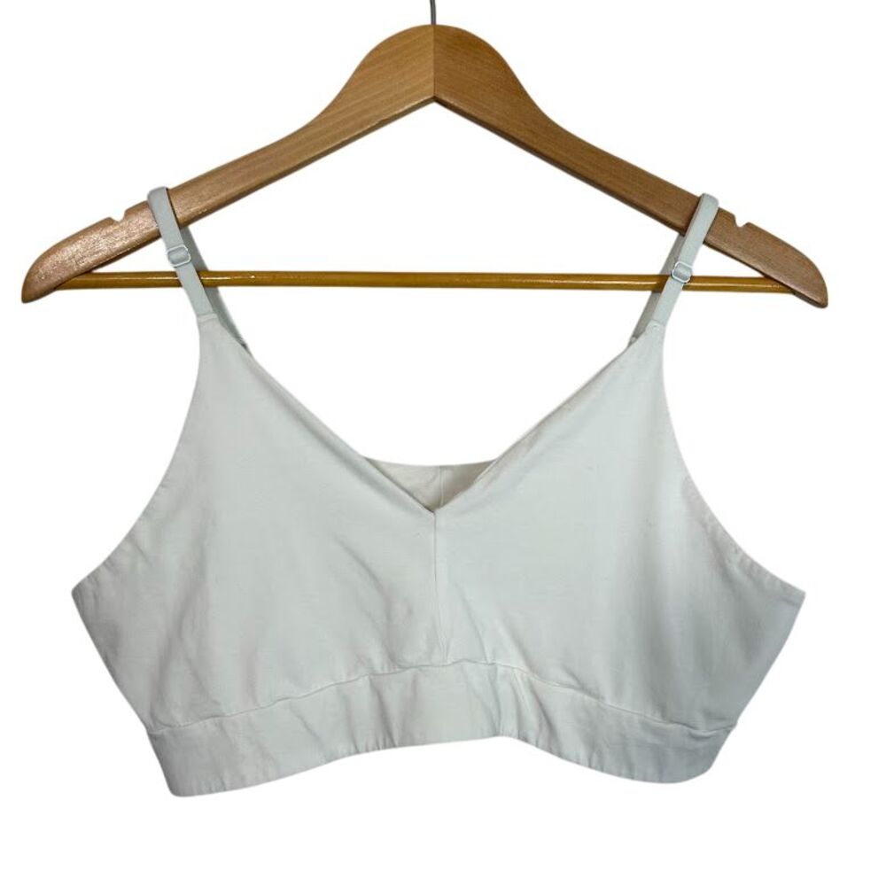 Pact Bra Bralette XL Stretchy Organic Cotton Triangle Cup Pull On V-Neck